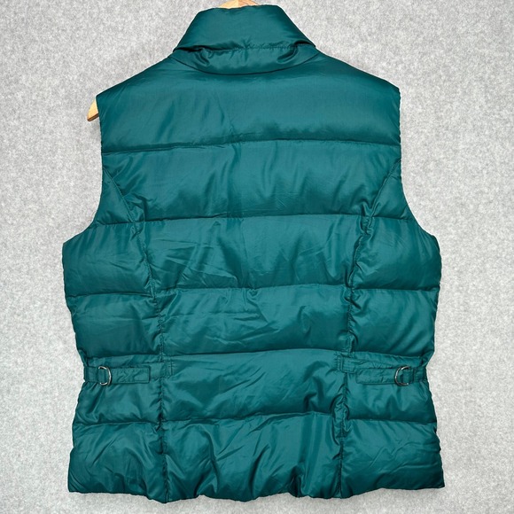 Eddie Bauer Green Quilted Goose Down Puffer Vest Women's XL Insulated Pockets - Picture 3 of 9